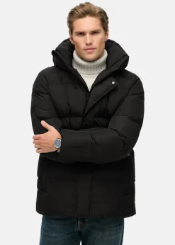 Hot Superdry HOODED 5 BAFFLE SPORTS PUFFER Black