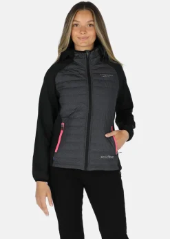 Swedemount Hooded Hybrid Jacket W Charcoal Melange/Dusty Rose