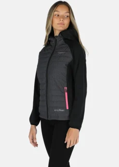 Swedemount Hooded Hybrid Jacket W Charcoal Melange/Dusty Rose