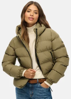 Outlet Superdry HOODED SPORTS PUFFER JACKET Khaki