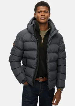 Superdry HOODED SPORTS PUFFER JACKET Ebony/Ebony