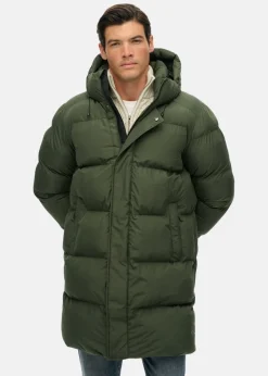 Superdry HOODED SPORTS PUFFER MID JKT Dark Moss Green