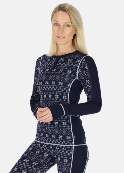 Sale Swedemount Idre Wool LS Top W Dk. Navy/Lt Blue