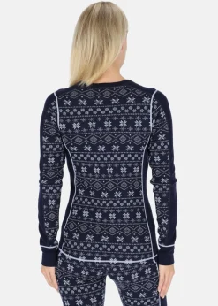 Sale Swedemount Idre Wool LS Top W Dk. Navy/Lt Blue