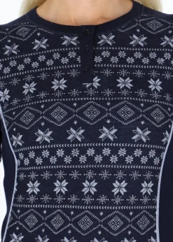 Sale Swedemount Idre Wool LS Top W Dk. Navy/Lt Blue