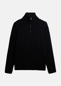 Online Superdry JACOB CABLE KNIT HALF ZIP Eclipse Navy