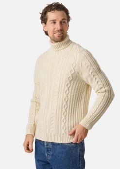 Best Superdry JACOB CABLE ROLL NECK JUMPER WINTER WHITE