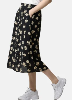 New Seaside Key West Long Skirt W Black Flower