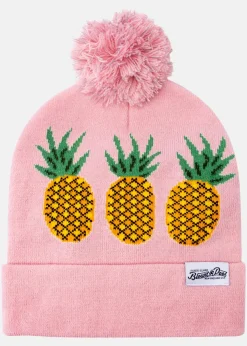 Sale Blount & Pool Knitted Hat Reflective Pom Pom Pink Pineapple