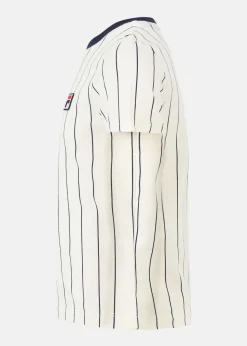 Discount Fila LEBA pinstriped tee Antique White/Black Iris Striped