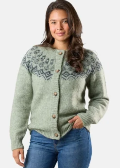 Clearance Swedemount Lofoten Wool Knit Cardigan W Seaweed Melange