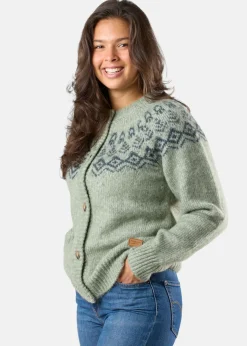 Clearance Swedemount Lofoten Wool Knit Cardigan W Seaweed Melange