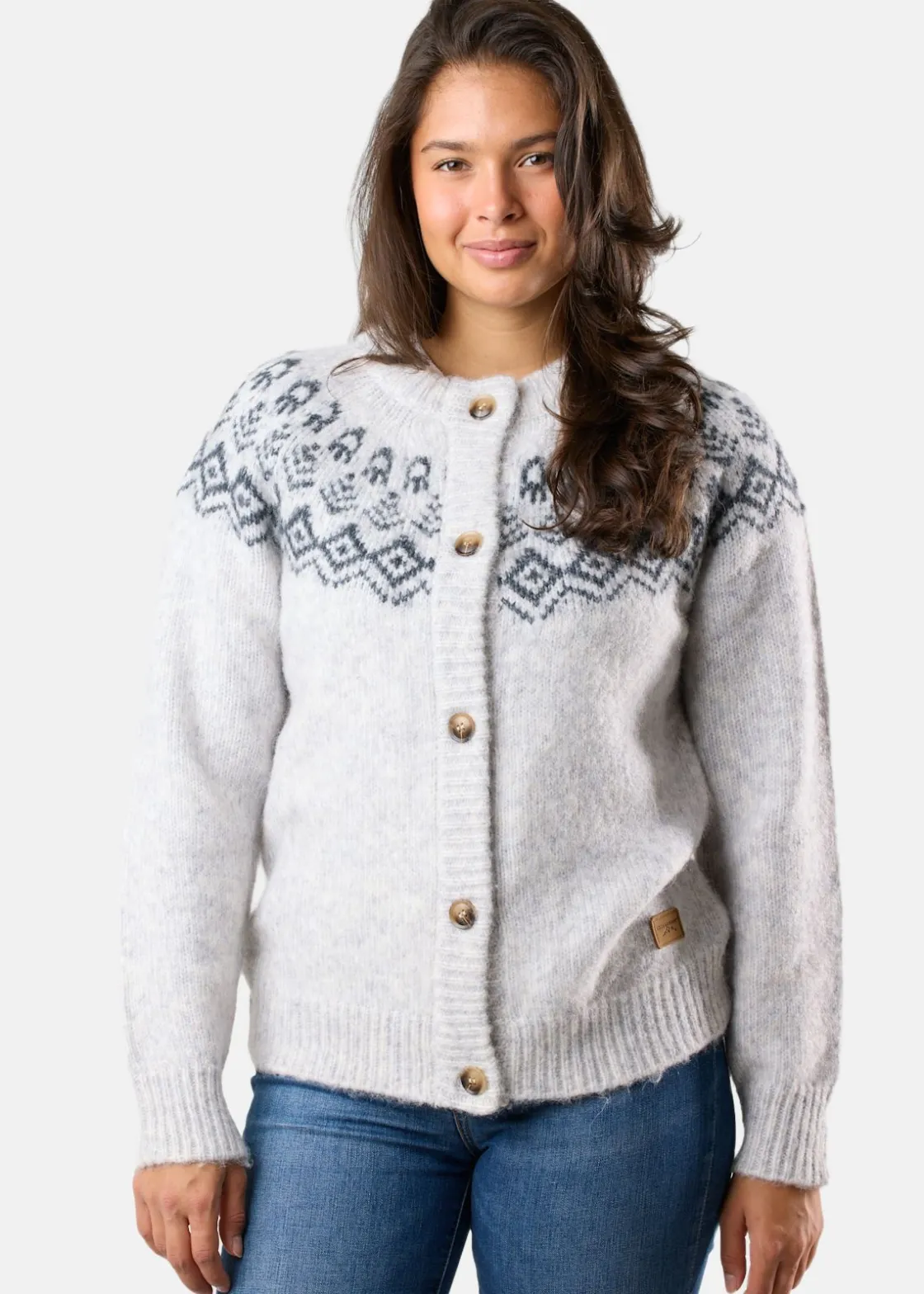 Sale Swedemount Lofoten Wool Knit Cardigan W Lt Grey Melange