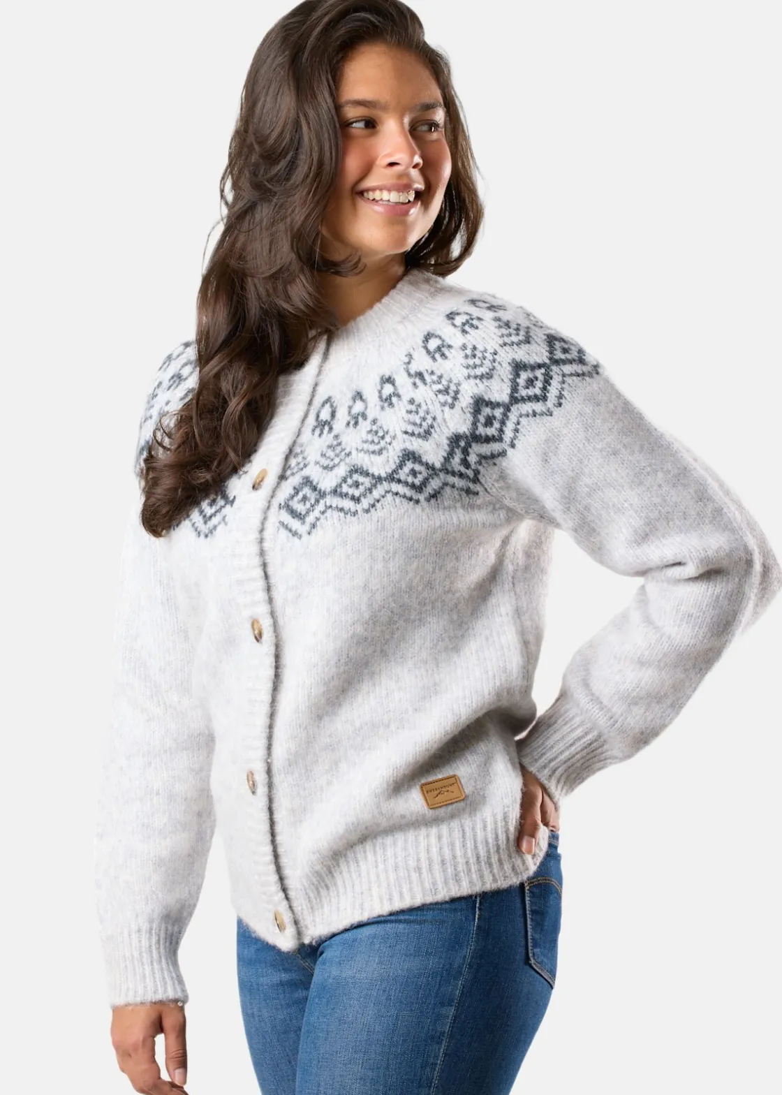 Sale Swedemount Lofoten Wool Knit Cardigan W Lt Grey Melange