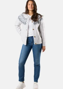 Sale Swedemount Lofoten Wool Knit Cardigan W Lt Grey Melange