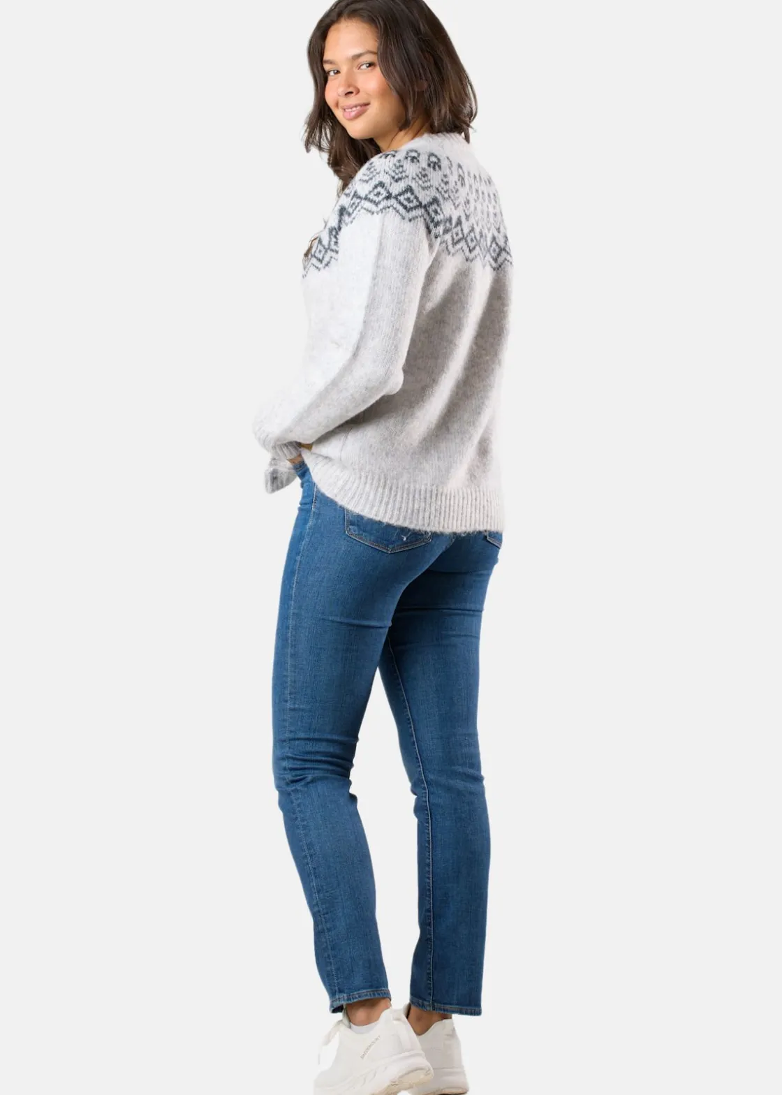 Sale Swedemount Lofoten Wool Knit Cardigan W Lt Grey Melange