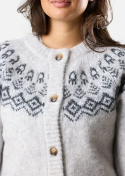 Sale Swedemount Lofoten Wool Knit Cardigan W Lt Grey Melange