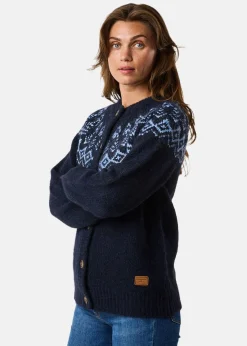 Discount Swedemount Lofoten Wool Knit Cardigan W Navy Melange