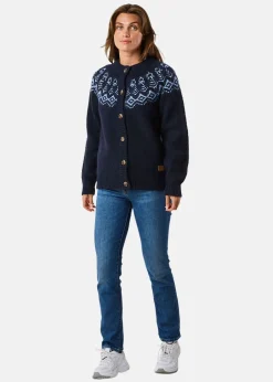 Discount Swedemount Lofoten Wool Knit Cardigan W Navy Melange