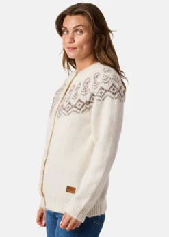 Swedemount Lofoten Wool Knit Cardigan W Snow White Melange