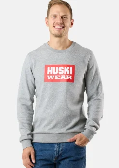 Online Huski Wear Logo Crew Grey Melange