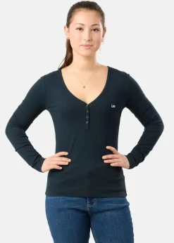 Discount Lee LS HENLEY UNIONALL BLK
