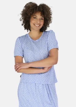 Hot Seaside Maine Blouse W Blue Flower