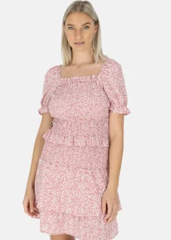 New Seaside Miami Smock Top W Dusty Rose Flower