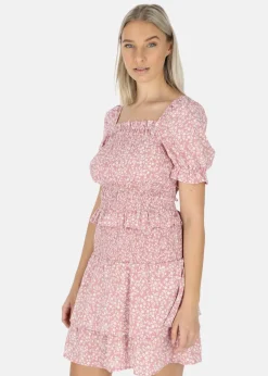 New Seaside Miami Smock Top W Dusty Rose Flower