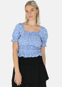 New Seaside Miami Smock Top W Blue Flower