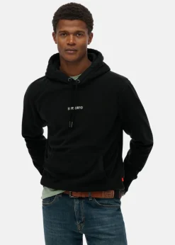 Clearance Superdry MICRO LOGO FLEECE HOOD Black