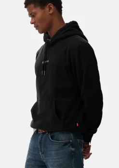 Clearance Superdry MICRO LOGO FLEECE HOOD Black