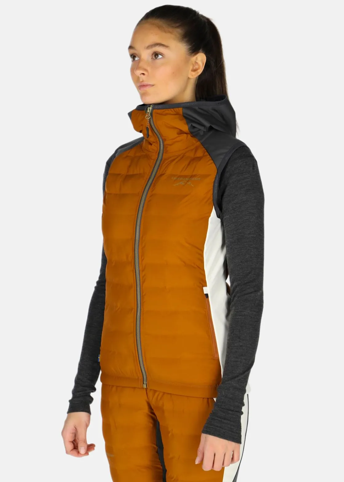 Hot Swedemount Nordic Hybrid Hooded Vest W Offwhite/Almond