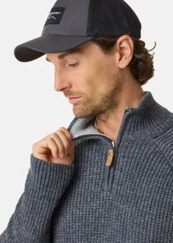 Discount Swedemount Nordkap Wool Sweater Half Zip Charcoal Melange