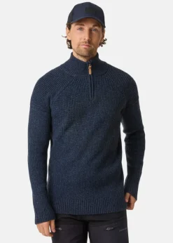 Best Swedemount Nordkap Wool Sweater Half Zip Navy Melange
