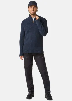 Best Swedemount Nordkap Wool Sweater Half Zip Navy Melange