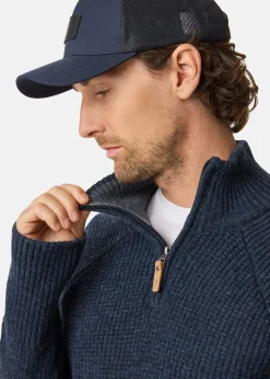 Best Swedemount Nordkap Wool Sweater Half Zip Navy Melange
