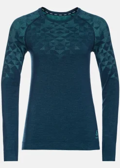 New Odlo W Crew neck l/s KINSHIP P blue wing teal melange