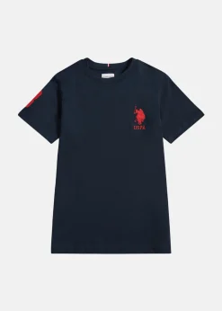 New US Polo Kids PLAYER 3 TSHIRT Dark Sapphire Navy / Haute Red DHM