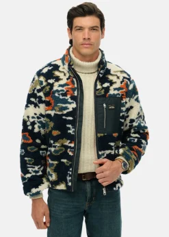 Hot Superdry PRINTED FLEECE ZIP THRU Lichen Print