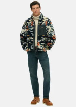 Hot Superdry PRINTED FLEECE ZIP THRU Lichen Print