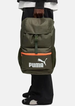 Online Puma PHASE HOODED Backpack Dark Olive-Glowing Red