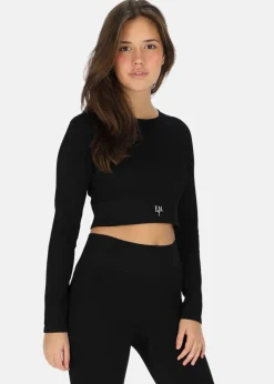 Discount Ellen New York Rib Seamless Cropped Top Black