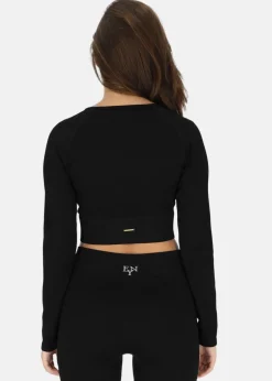 Discount Ellen New York Rib Seamless Cropped Top Black