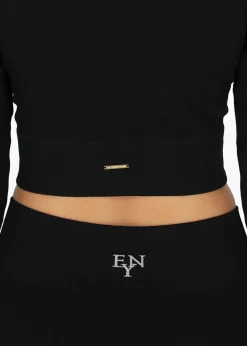 Discount Ellen New York Rib Seamless Cropped Top Black