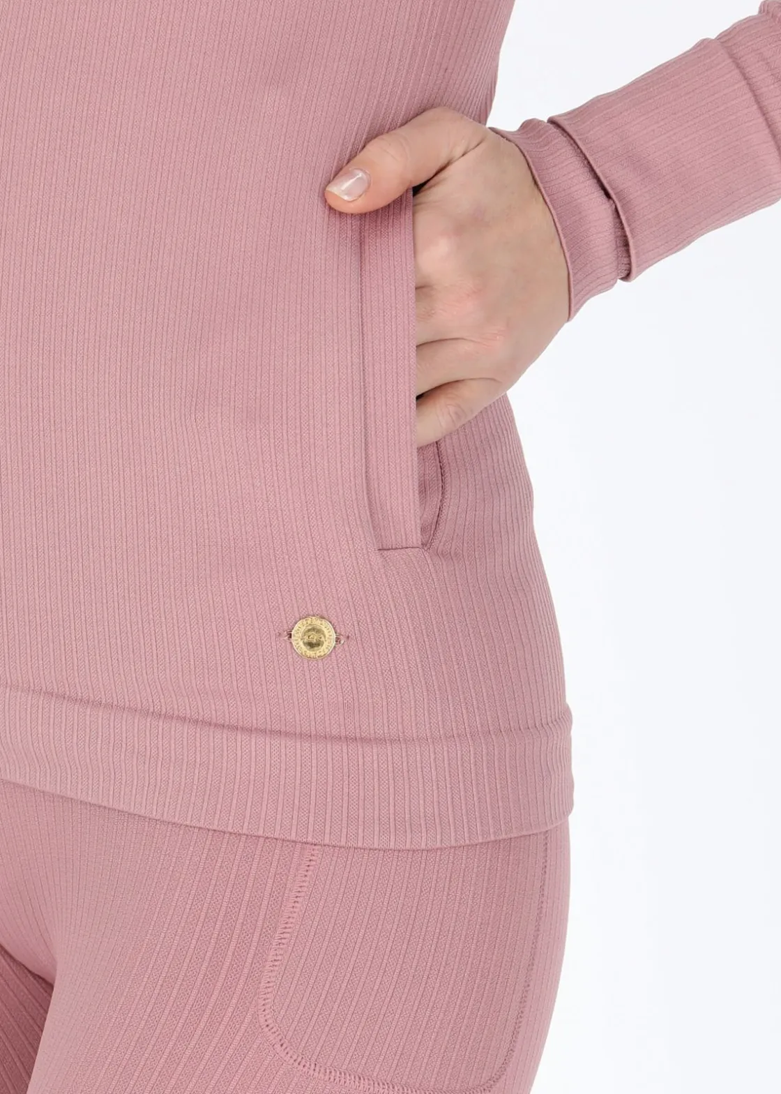 Sale Swedemount Ribbed Seamless Fullzip Hood W Dusty Rose