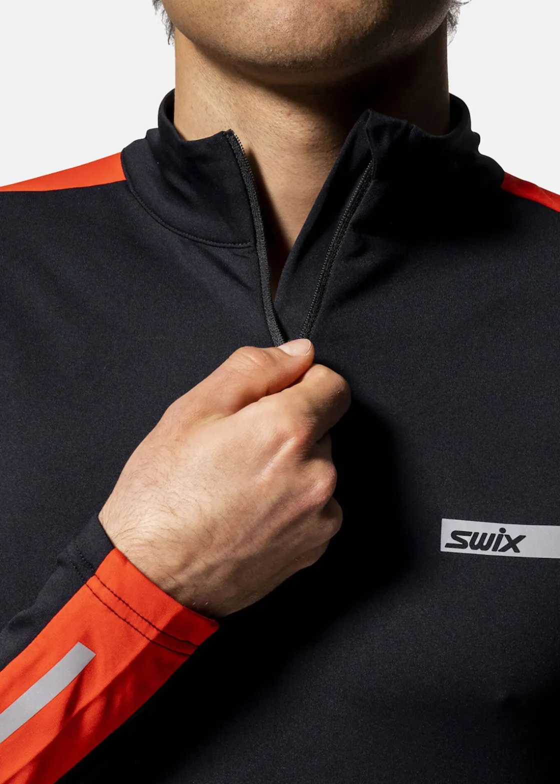 Online Swix Roadline NTS Half Zip Baselaye Black/Fiery Red