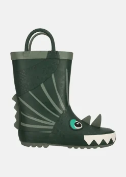 Hot Zigzag Rook Kids Rubber Boot Hunter Green