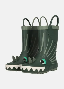 Hot Zigzag Rook Kids Rubber Boot Hunter Green