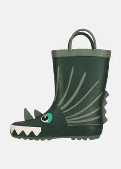 Hot Zigzag Rook Kids Rubber Boot Hunter Green